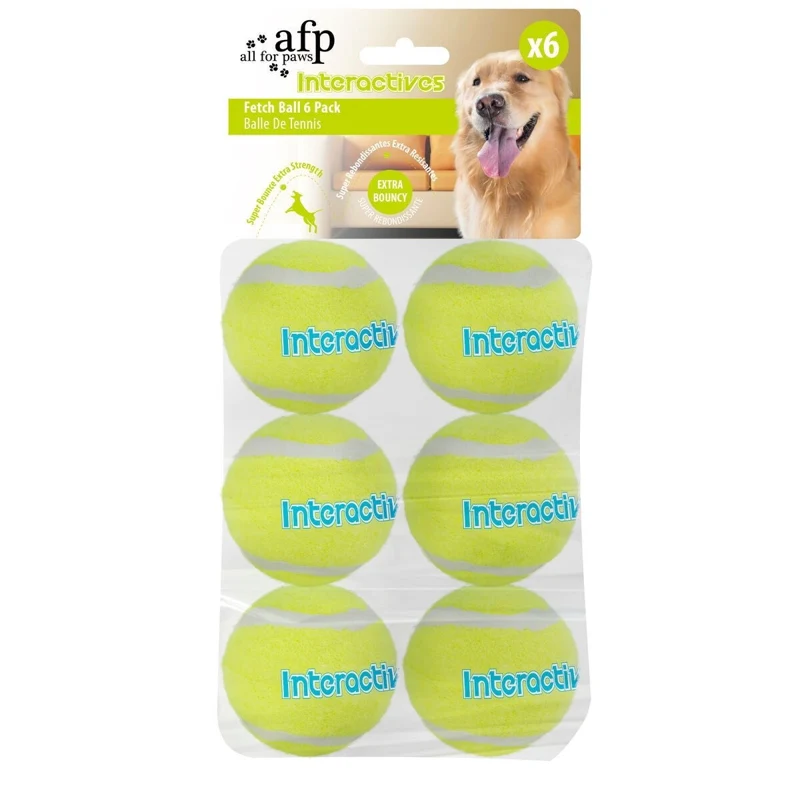 All for Paws Fetch&Treat -tennispallot, 6,5 cm, 6 kpl