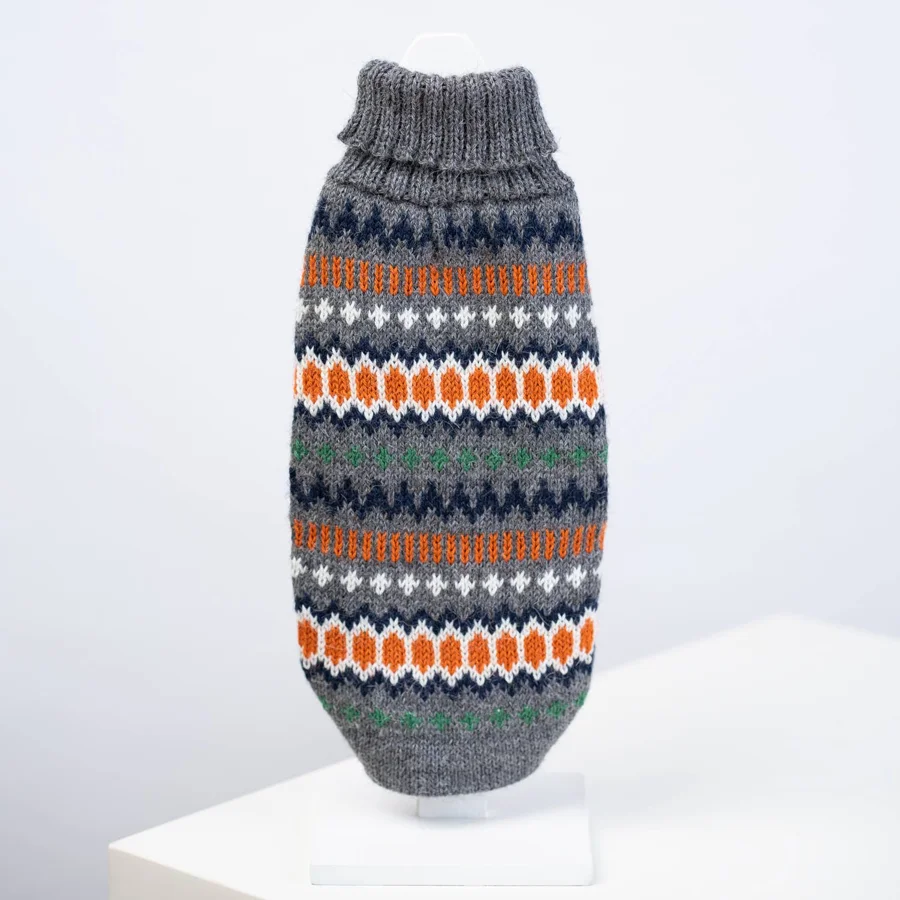 Alqo Wasi Grey Hexagon Knit -alpakkaneule, M